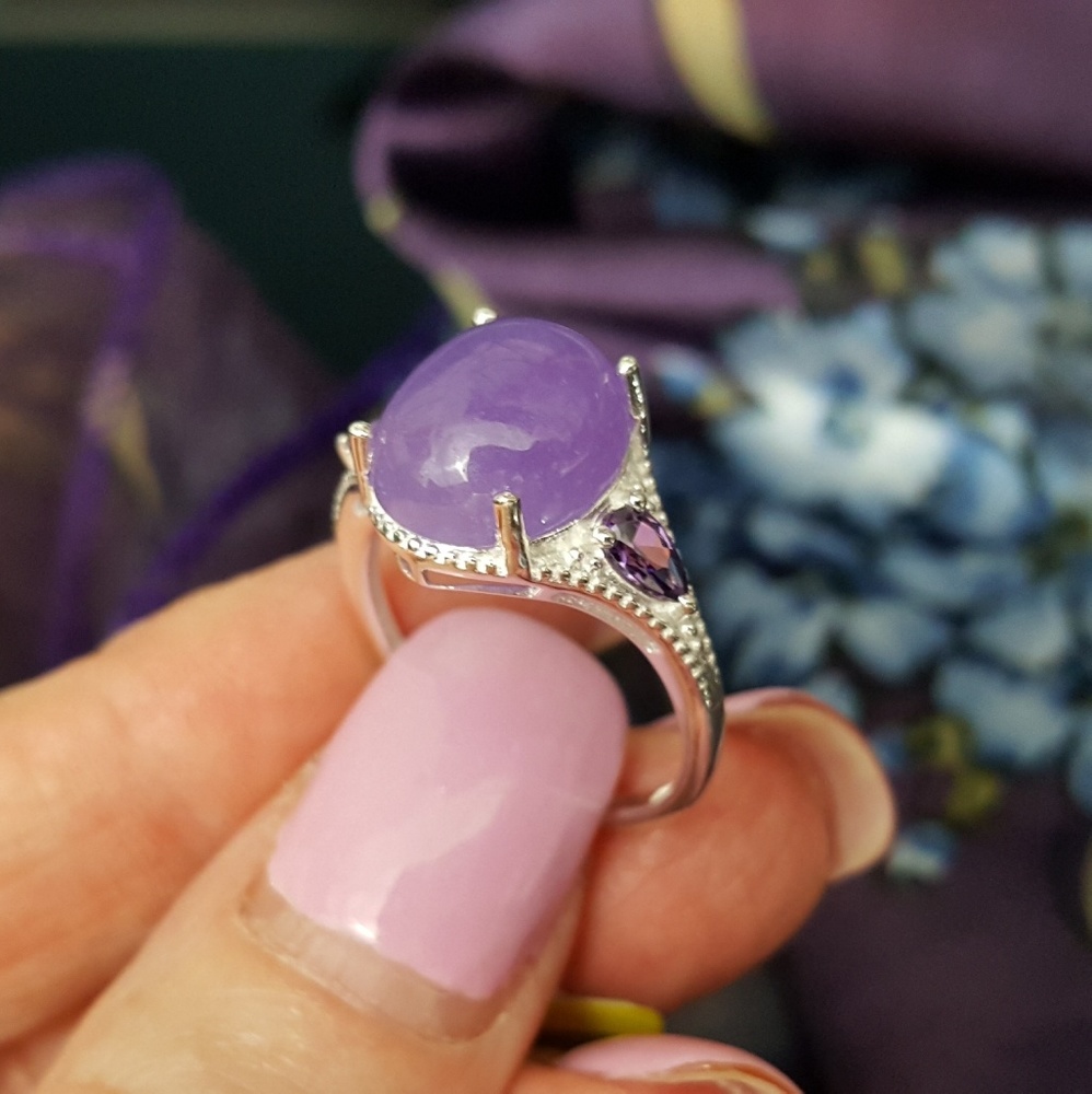 Burmese Purple Jade n Purple CZ - Picture 7 of 8